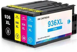 936 High Yield Ink Cartridges (4-Pack) Compatible for HP 936e XL | Works with : OfficeJet Pro 9110b, 9120b, 9130b OfficeJet Pro Wide Format 9720/9730 | Eligible for Instant Ink (4P BK/C/M/Y)