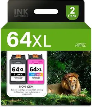 64XL Black and Color Ink Cartridge Combo Pack Replacement for HP 64 64XL Ink Cartridge for Envy Photo 7855 7858 7800 7100 7155 6255 7164 Inspire 7255e 7955e 7958e 7900e Tango Series Printer (2-Pack)
