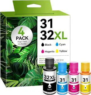 31 32XL Black, Cyan, Magenta, Yellow Ink Bottles Set (4-Pack) Compatible with HP Ink 31 and 32XL Work Smart Tank 7602 5101 6001 5000 5103 7301 7001 7302 5102 Ink Refill Smart Tank Plus 580 651 Printer 31 32XL Black, Cyan, Magenta, Yellow Ink Bottles Set (4-Pack) Compatible with HP Ink 31 and 32XL Work Smart Tank 7602 5101 6001 5000 5103 7301 7001 7302 5102 Ink Refill Smart Tank Plus 580 651 Printer