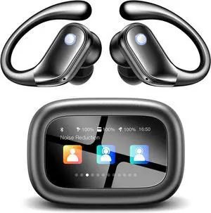 Wireless Earbuds Sport Ear Buds with Multifunctional Touch Screen Bluetooth 5.4 Headphones Bass Stereo Sound 5 EQ Over-Ear Earbuds for Sports/Workout/Gym-Black