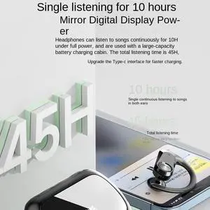 Wireless Bluetooth 5.3 in-Ear Headphones Stereo Deep Bass Over Ear Bud Self-Contained Card Reader Function & 90Hrs Playtime LED Power Display Earhooks Headset for TV Phone Workout Running