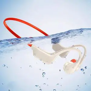 Bone Conduction Headphones 5.3 Open Ear Headphones,Bone Conduction Earphones IPX8 Waterproof with Mic,Built-in 32GB MP3,8 Hours Battery Waterproof Headphones for Swimming,Cycling White