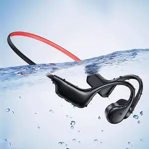 Bone Conduction Headphones 5.3 Open Ear Headphones,Bone Conduction Earphones IPX8 Waterproof Rating with Mic,Built-in 32GB MP3,8 Hours Battery Life Waterproof Headphones for Swimming,Running red