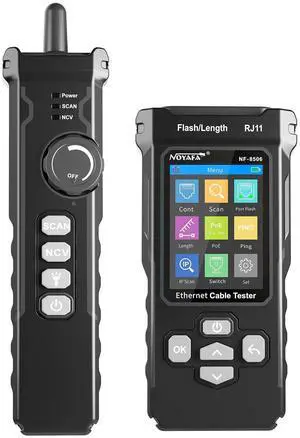 NF-8506 Network Cable Tester with IP Scan, TDR CAT5 CAT6 Ethernet Cable Tester, PoE PingTest, Network Rate Test, Port Flashing, Network Tester Cable Toner for RJ11 RJ45 NF-8506 Network Cable Tester with IP Scan, TDR CAT5 CAT6 Ethernet Cable Tester, PoE PingTest, Network Rate Test, Port Flashing, Network Tester Cable Toner for RJ11 RJ45
