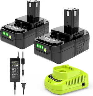 2-Pack 3.0Ah 18V Battery & Charger Replacement for Ryobi 18V P103 P104, Compatible with Ryobi 18V ONE+ Cordless Tools & Chargers 2-Pack 3.0Ah 18V Battery & Charger Replacement for Ryobi 18V P103 P104, Compatible with Ryobi 18V ONE+ Cordless Tools & Chargers