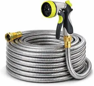 Metal Garden Hose 50 ft 304 Stainless Steel Water Hose with Nozzle Sprayer, Garden Hoses Flexible, Lightweight, No Kink, Heavy Duty for Outdoor (50 ft) Metal Garden Hose 50 ft 304 Stainless Steel Water Hose with Nozzle Sprayer, Garden Hoses Flexible, Lightweight, No Kink, Heavy Duty for Outdoor (50 ft)