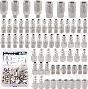 67Pcs Air Coupler and Plug Kit,1/4 Inch NPT Air Tool Fittings Set, Quick Connect Air Hose Fittings Air Compressor Accessories 67Pcs Air Coupler and Plug Kit,1/4 Inch NPT Air Tool Fittings Set, Quick Connect Air Hose Fittings Air Compressor Accessories