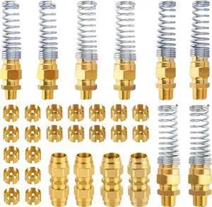 32PCS Brass DOT Air Brake Hose End Fitting Kit - J1402 Sleeve Tube Assortment for Replacement, Assembly (Connector, Union and Sleeve) 32PCS Brass DOT Air Brake Hose End Fitting Kit - J1402 Sleeve Tube Assortment for Replacement, Assembly (Connector, Union and Sleeve)