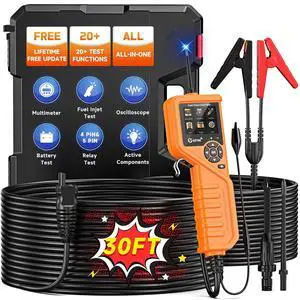 KM601 Power Circuit Probe Kit, 12V-24V Automotive Circuit Tester with Fuel Injector, Battery Test, Multimeter, Oscilloscope, Short Circuit Finder, Component Activator, Current Probe, 30FT Cable KM601 Power Circuit Probe Kit, 12V-24V Automotive Circuit Tester with Fuel Injector, Battery Test, Multimeter, Oscilloscope, Short Circuit Finder, Component Activator, Current Probe, 30FT Cable