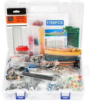 1780 Pcs DIY Electronic Component Kit with Resistors, Capacitors, LED Diodes, Transistors, Dupont Wire, Breadboard, PCB, Potentiometer, Triode, IC, Crystal Oscillator, Buzzer, Switch, Motor & Speaker 1780 Pcs DIY Electronic Component Kit with Resistors, Capacitors, LED Diodes, Transistors, Dupont Wire, Breadboard, PCB, Potentiometer, Triode, IC, Crystal Oscillator, Buzzer, Switch, Motor & Speaker