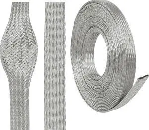 Wire Shielding Braid Ground Strap Tinned Copper Metal Cable Sleeve Mesh Electrical Signal Screening 5/16" ID (1/2 inch - 8ft) Wire Shielding Braid Ground Strap Tinned Copper Metal Cable Sleeve Mesh Electrical Signal Screening 5/16" ID (1/2 inch - 8ft)
