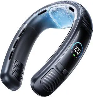 Neck Air Conditioner, Portable Neck Fan with Large Cooling Area, 100 Speed Settings, 6000mAh Battery, Digital Display, Wearable Fan for Outdoor Work, Office & Travel Black Neck Air Conditioner, Portable Neck Fan with Large Cooling Area, 100 Speed Settings, 6000mAh Battery, Digital Display, Wearable Fan for Outdoor Work, Office & Travel Black