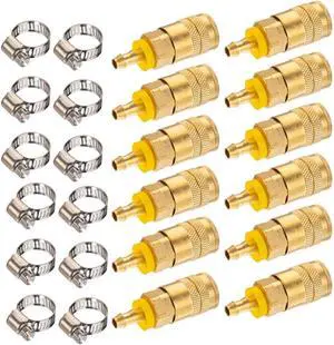 Industrial Air Coupling,1/4" Hose Barb,1/4" Basic Flow Quick Connect Air CouplerMax Inlet Pressure 300 PSI Brass Air Compressor Accessories Fitting- 24 Pieces Industrial Air Coupling,1/4" Hose Barb,1/4" Basic Flow Quick Connect Air CouplerMax Inlet Pressure 300 PSI Brass Air Compressor Accessories Fitting- 24 Pieces