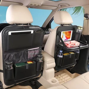 2PACK Leather Car Backseat Organizer with Tablet Holder - 9 Large Storage Pockets, Foldable Food Tray & Anti-Scratch Kick Mats - Universal Car Seat Protector for Kids, Pets & Travel Accessories 2PACK Leather Car Backseat Organizer with Tablet Holder - 9 Large Storage Pockets, Foldable Food Tray & Anti-Scratch Kick Mats - Universal Car Seat Protector for Kids, Pets & Travel Accessories