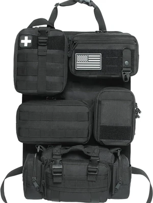 6 Pack Tactical Molle Car Seat Back Organizer - Tactical Vehicle Panel Organizer with 5 Detachable Molle Pouch for Car Truck Ford Jeep Vehicle,US Flag Patch and Keychain 6 Pack Tactical Molle Car Seat Back Organizer - Tactical Vehicle Panel Organizer with 5 Detachable Molle Pouch for Car Truck Ford Jeep Vehicle,US Flag Patch and Keychain