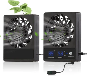 2-Pack Reptile Ventilation Fan with Hygrometer & Temperature Display, Auto Humidity Control 2-Pack Reptile Ventilation Fan with Hygrometer & Temperature Display, Auto Humidity Control