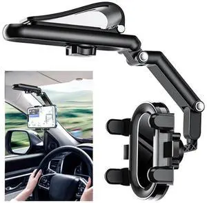 Sun Visor Car Phone Holder, Multifunctional Adjustable Rearview Mirror Cell Phone Holder for Car Home Kitchen, 360° Rotatable and Retractable Car Phone Mount Compatible with Most Cell Phones (Black) Sun Visor Car Phone Holder, Multifunctional Adjustable Rearview Mirror Cell Phone Holder for Car Home Kitchen, 360° Rotatable and Retractable Car Phone Mount Compatible with Most Cell Phones (Black)