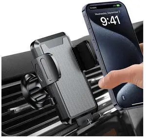 SOEWIOU Car Phone Holder Mount, 360° Rotation Adjustable Vehicle Phone Stand with Metal Hook Clip, Auto Cellphone Holder Mount for Air Dashboard Windshield Vent, Universal Fit (Carbon Fiber Black) SOEWIOU Car Phone Holder Mount, 360° Rotation Adjustable Vehicle Phone Stand with Metal Hook Clip, Auto Cellphone Holder Mount for Air Dashboard Windshield Vent, Universal Fit (Carbon Fiber Black)
