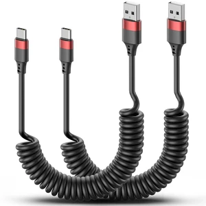 2 Pack USB C Coiled Cable Fast Charging USB to USB C Cord for iPhone 16/16 Pro Max Galaxy S24 Moto G8 Google Pixel Retractable for Car 2 Pack USB C Coiled Cable Fast Charging USB to USB C Cord for iPhone 16/16 Pro Max Galaxy S24 Moto G8 Google Pixel Retractable for Car