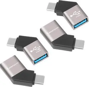 USB C 3.1 to USB 3.0 Adapter 4 Pack 45 Degree Angled USB Female to USB C Male OTG Extender Converter Connector Supports Charging & 5Gbps Data Transfer for iPhone 16/15 Series S23 MacBook Pro USB C 3.1 to USB 3.0 Adapter 4 Pack 45 Degree Angled USB Female to USB C Male OTG Extender Converter Connector Supports Charging & 5Gbps Data Transfer for iPhone 16/15 Series S23 MacBook Pro