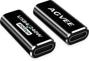 2 Pack USB4 Type-C Female to Female Adapter PD 240W Quick Charge USB 4.0 40G Data Coupler Extender Extension Connector for TB4 TB3 MacBook Pixel 2 3 4 5 S24 S23 S22 Black 2 Pack USB4 Type-C Female to Female Adapter PD 240W Quick Charge USB 4.0 40G Data Coupler Extender Extension Connector for TB4 TB3 MacBook Pixel 2 3 4 5 S24 S23 S22 Black