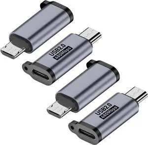 Micro USB 2.0 to USB C Adapter (4 Pack) USB Type C Female to Micro USB Male Converter Connector Support Charge Data Sync for Galaxy S7 S7 Edge Nexus 5 6 and More (Grey) Micro USB 2.0 to USB C Adapter (4 Pack) USB Type C Female to Micro USB Male Converter Connector Support Charge Data Sync for Galaxy S7 S7 Edge Nexus 5 6 and More (Grey)