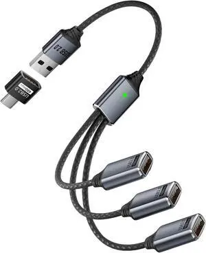 3 in 1 USB 2.0 Extension Cable 1 in 3 USB 2.0 Male to 3 Female Splitter Cable 480Mbps 5V3A with A to C Adapter Extend to Type C Male to 3 USB Female C-able for Charging Data Transfer OTG 3 in 1 USB 2.0 Extension Cable 1 in 3 USB 2.0 Male to 3 Female Splitter Cable 480Mbps 5V3A with A to C Adapter Extend to Type C Male to 3 USB Female C-able for Charging Data Transfer OTG