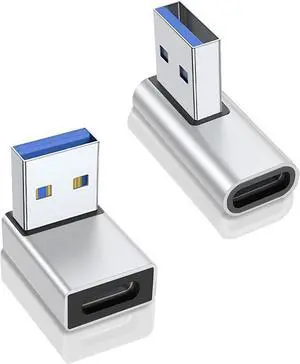 2-Pack 90 Degree USB A Male to USB C Female Adapter USB A 3.0 Male to USB C Female Connector Converter for Laptop/Mobile Phone/Tablet/PC 2-Pack 90 Degree USB A Male to USB C Female Adapter USB A 3.0 Male to USB C Female Connector Converter for Laptop/Mobile Phone/Tablet/PC