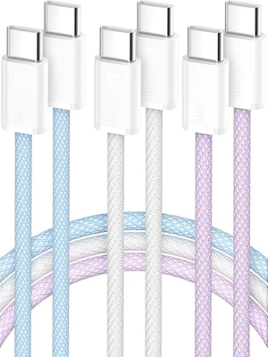 USB C to C Cable 10FT 3-Pack 60W Fast Type C Charging Cord USB C to C Cable 10FT 3-Pack 60W Fast Type C Charging Cord