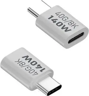 USB C Female to Male Adapter USB Type C Coupler Extender Support 140W 40Gbps 8K@60Hz for Laptop Phones and More Type C Devices (White) 2 Pack USB C Female to Male Adapter USB Type C Coupler Extender Support 140W 40Gbps 8K@60Hz for Laptop Phones and More Type C Devices (White) 2 Pack