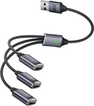 USB Y Splitter 1 in 3 Out USB Splitter Cable Type A 1 Male to 3 Female Charging Power Data Cable 3 Port HUB for PC Laptop MacBook Keyboard PS5 Flash Drive LED 25cm USB Y Splitter 1 in 3 Out USB Splitter Cable Type A 1 Male to 3 Female Charging Power Data Cable 3 Port HUB for PC Laptop MacBook Keyboard PS5 Flash Drive LED 25cm