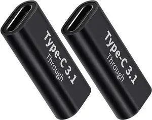 (2Packs USB C Female to Female Adapter USB 3.1 Double Holes Adapter Supports Fast Charging and Data Transfer Extension up to 10GBbps Rate (Female-to-Female) (2Packs USB C Female to Female Adapter USB 3.1 Double Holes Adapter Supports Fast Charging and Data Transfer Extension up to 10GBbps Rate (Female-to-Female)