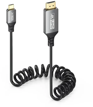 4K USB C to HDMI Coiled Cable 1FT-3FT, USBC Type C to HDMI Cable 4K USB C to HDMI Coiled Cable 1FT-3FT, USBC Type C to HDMI Cable