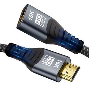 High Speed HDMI 2.2 Cable Adapter, HDMI Male to Female Extension Cable 1.6FT, 16K@60Hz 8K@120Hz 4K@240Hz 96Gbps HDR, Compatible with PS5/4 TV Monitor Laptop Gaming Console & Projector High Speed HDMI 2.2 Cable Adapter, HDMI Male to Female Extension Cable 1.6FT, 16K@60Hz 8K@120Hz 4K@240Hz 96Gbps HDR, Compatible with PS5/4 TV Monitor Laptop Gaming Console & Projector