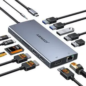 USB C Docking Station Dual Monitor 15 in 1 Docking Station 3 Monitors with DP 8K 2 HDMI 4K 6 USB A/C Ports 100W PD Ethernet Audio SD/MicroSD USB C Hub for /HP/ USB C Docking Station Dual Monitor 15 in 1 Docking Station 3 Monitors with DP 8K 2 HDMI 4K 6 USB A/C Ports 100W PD Ethernet Audio SD/MicroSD USB C Hub for /HP/