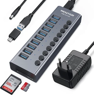Powered USB 3.0 Hub, Wenter 10 Ports 36W Powered USB Hub, Aluminum USB Splitter with Individual On/Off Switches, SD/TF Card Readers and 12V/3A Power Adapter for PC/Laptops/MacBook Pro/Air/iMac/iPad Powered USB 3.0 Hub, Wenter 10 Ports 36W Powered USB Hub, Aluminum USB Splitter with Individual On/Off Switches, SD/TF Card Readers and 12V/3A Power Adapter for PC/Laptops/MacBook Pro/Air/iMac/iPad