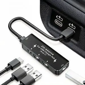 Car Accessories 4-in-1 Car USB Hub Equipped with a Data Interface and Multiple Type-C/USB-A Fast Charging interfacesUSB Hub for iPhone iPad Galaxy USB Flash DriveAndroidBlack Car Accessories 4-in-1 Car USB Hub Equipped with a Data Interface and Multiple Type-C/USB-A Fast Charging interfacesUSB Hub for iPhone iPad Galaxy USB Flash DriveAndroidBlack