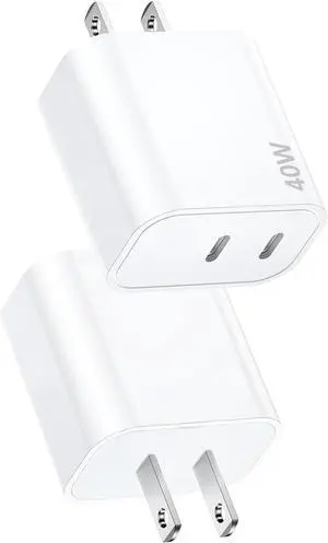 USB C Charging Block Fast Charger 2Pack 40W Dual Port Fast USB C Wall Charger Block Type C Charging Plug Power Adapter Compatible with iPhone 17 Pro Max/Air/17e/16e/16 Plus/15/14/13/12/11/XS/XR/X iPad USB C Charging Block Fast Charger 2Pack 40W Dual Port Fast USB C Wall Charger Block Type C Charging Plug Power Adapter Compatible with iPhone 17 Pro Max/Air/17e/16e/16 Plus/15/14/13/12/11/XS/XR/X iPad