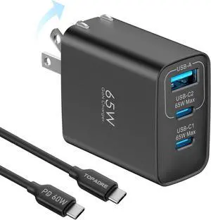 65W USB C Charger Block 3 Ports GaN Wall Charger Foldable Compact Type C Fast Charging for MacBook iPad Pro/Air iPhone 15/16 Pro/Pro Max for Galaxy S24/S23 Black 65W USB C Charger Block 3 Ports GaN Wall Charger Foldable Compact Type C Fast Charging for MacBook iPad Pro/Air iPhone 15/16 Pro/Pro Max for Galaxy S24/S23 Black