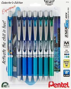 Pentel EnerGel RTX Retractable Liquid Gel Pen, Chill Expressions Pack, 0.7mm, Metal Tip, Medium Line,Assorted Ink, Pack of 8 Pens (BL77XCHIBP8M) Pentel EnerGel RTX Retractable Liquid Gel Pen, Chill Expressions Pack, 0.7mm, Metal Tip, Medium Line,Assorted Ink, Pack of 8 Pens (BL77XCHIBP8M)