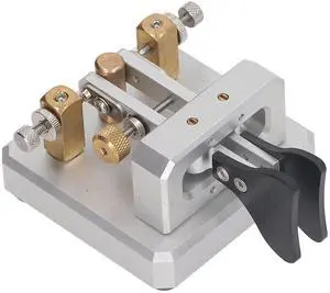 CW Key, Good Workmanship Easy Tapping Automatic Morse Code Key Carbon Fiber Paddles Silver Contact for Training (Silver)