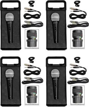 Rockville RMM-XLR Super Cardioid Dynamic Microphone, 600 Ohm, Metal Body, On/Off Switch, 10ft XLR Cable, Black Finish, for Live Performances and Vocals, 4-Piece Rockville RMM-XLR Super Cardioid Dynamic Microphone, 600 Ohm, Metal Body, On/Off Switch, 10ft XLR Cable, Black Finish, for Live Performances and Vocals, 4-Piece