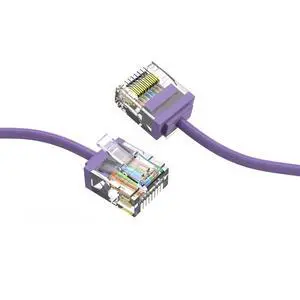 Ultra Slim Cat6A Cable 0.5 FT (100 Pack) Networking, Super Slim CAT 6 Ethernet Patch Cord, 10Gigabit Super Thin RJ45 Connector Internet Cable for PC, Mac, Laptop, PS5, PS4, Xbox - Purple Ultra Slim Cat6A Cable 0.5 FT (100 Pack) Networking, Super Slim CAT 6 Ethernet Patch Cord, 10Gigabit Super Thin RJ45 Connector Internet Cable for PC, Mac, Laptop, PS5, PS4, Xbox - Purple