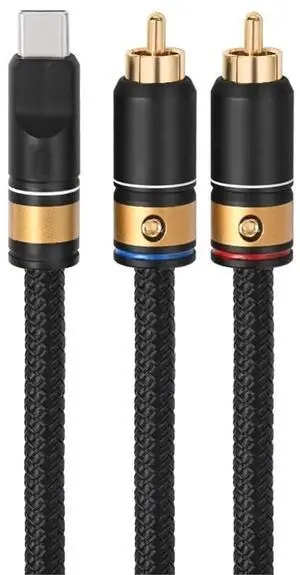 HiFi Type C to 2Lotus Plug Audio Cable Dual Shielded for Phone Connected to Audio USB TypeC DAC Upgrade Cable(5 Meters)