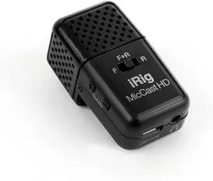 IK Multimedia iRig Mic Cast HD Compact Dual-Capsule Vocal Condenser Microphone with Front, Rear, bi-Directional Recording ad 24-bit, 96 kHz Sound, for iPhone, iPad, Android and All Popular apps
