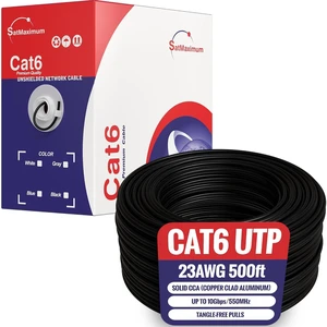 Cables Direct Online 500FT CAT6 Solid Cable 550Mhz Ethernet LAN UTP 23AWG RJ45 Network Wire Bulk (UTP, Indoor, Black) Cables Direct Online 500FT CAT6 Solid Cable 550Mhz Ethernet LAN UTP 23AWG RJ45 Network Wire Bulk (UTP, Indoor, Black)