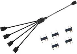 KUNSR ARGB 5V 3Pin Extension Cable Adapter 30cm 1 to 5 3pin RGB Splitter Cable KUNSR ARGB 5V 3Pin Extension Cable Adapter 30cm 1 to 5 3pin RGB Splitter Cable