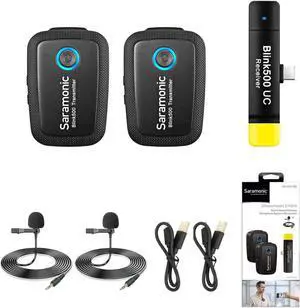 Saramonic 2.4 GHz 2-Person Wireless Clip-On Mic Sys w/Lavs & USB-C Receiver for Smartphones & Tablets (BLINK500B6)