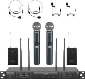 Phenyx Pro 4-Channel Wireless Microphone System w/Auto Scan, 4x40 UHF Frequencies, 2 Handheld Dynamic Mics, 2 Bodypacks & Headsets/Lapel Microphones for Singing, DJ, Church (PTU-7000-2H2B) Phenyx Pro 4-Channel Wireless Microphone System w/Auto Scan, 4x40 UHF Frequencies, 2 Handheld Dynamic Mics, 2 Bodypacks & Headsets/Lapel Microphones for Singing, DJ, Church (PTU-7000-2H2B)