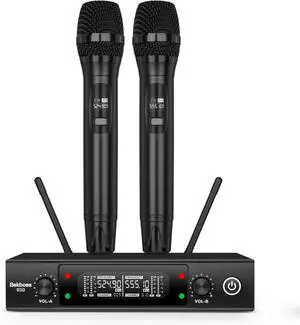 Professional Dual Dynamic Handheld Wireless Microphones, 328ft Range UHF Wireless Microphone System for Home Karaoke/Meeting/Party/Church/Wedding Professional Dual Dynamic Handheld Wireless Microphones, 328ft Range UHF Wireless Microphone System for Home Karaoke/Meeting/Party/Church/Wedding
